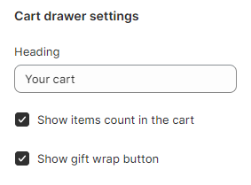 cart drawer settings